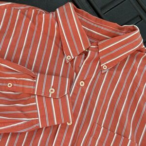 Izod Button Down‎ Shirt Mens size XL Blue White Striped Cotton Long Sleeve